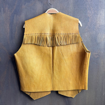 Vintage Tan Leather Fringed Vest