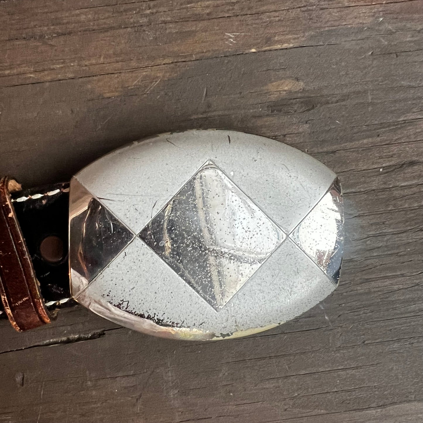 Tony Lama Tooled Leather Belt with Geometric Buckle
