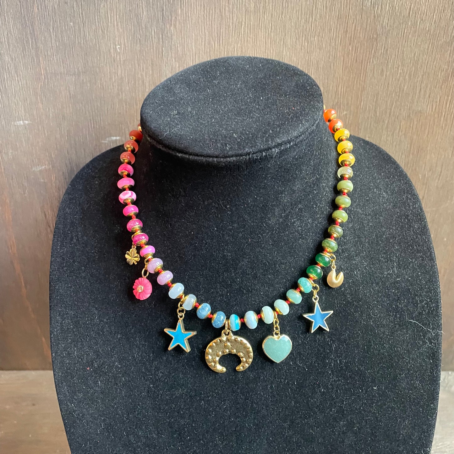 Ostrich moon moon charm necklace