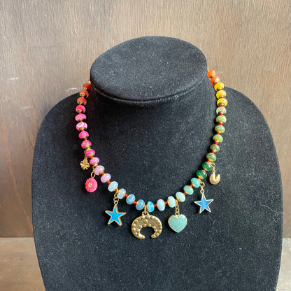 Ostrich moon moon charm necklace