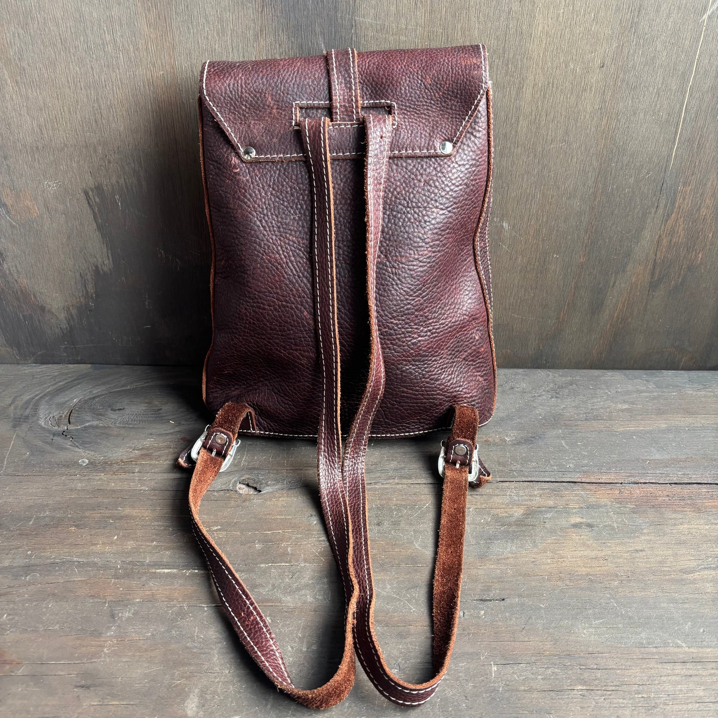 Vintage Brown Leather Mini Backpack