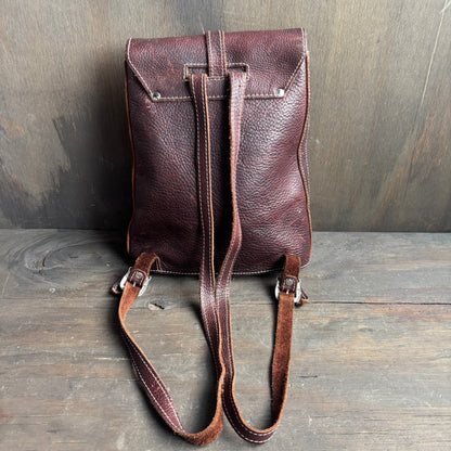 Vintage Brown Leather Mini Backpack