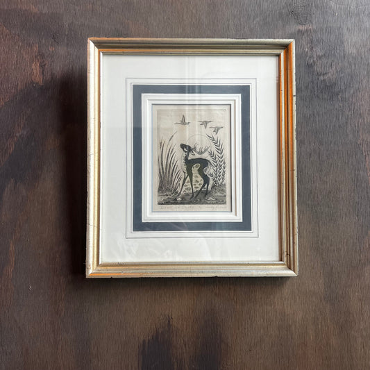 Deers and Ducks by Woody Crumbo Framed Art Print