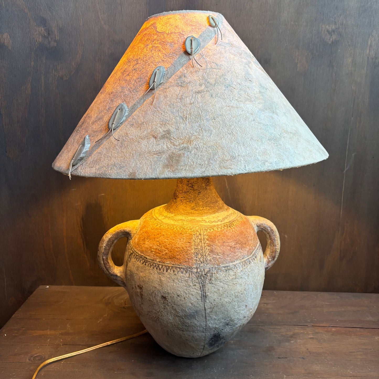 Pottery Style Lamp with Shade (Set of 2)