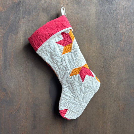 Vintage Red and Orange Quilt Stocking