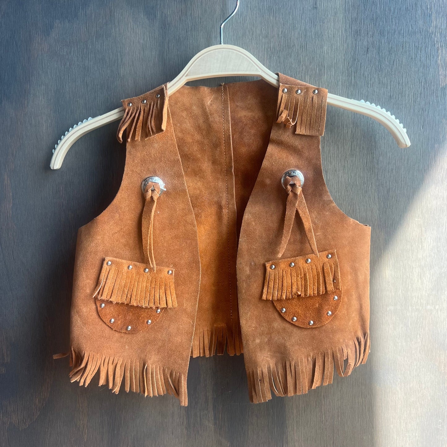 Kids Burnt Orange Leather Chaps and Vest Set