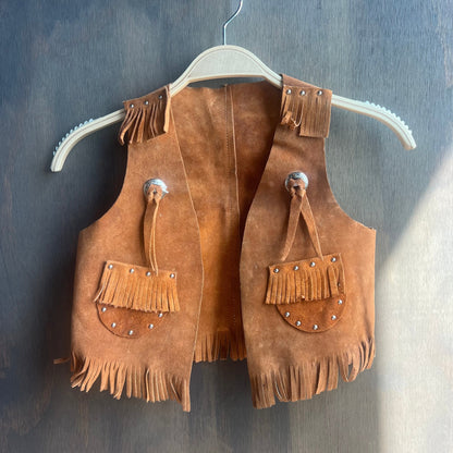 Kids Burnt Orange Leather Chaps and Vest Set