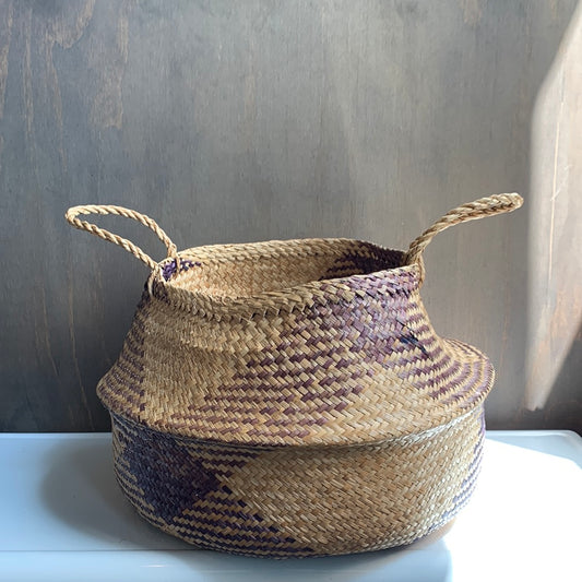 Large woven basket with handles