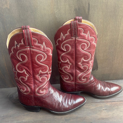 Vintage Decorative Hondo Ostrich Skin Boots