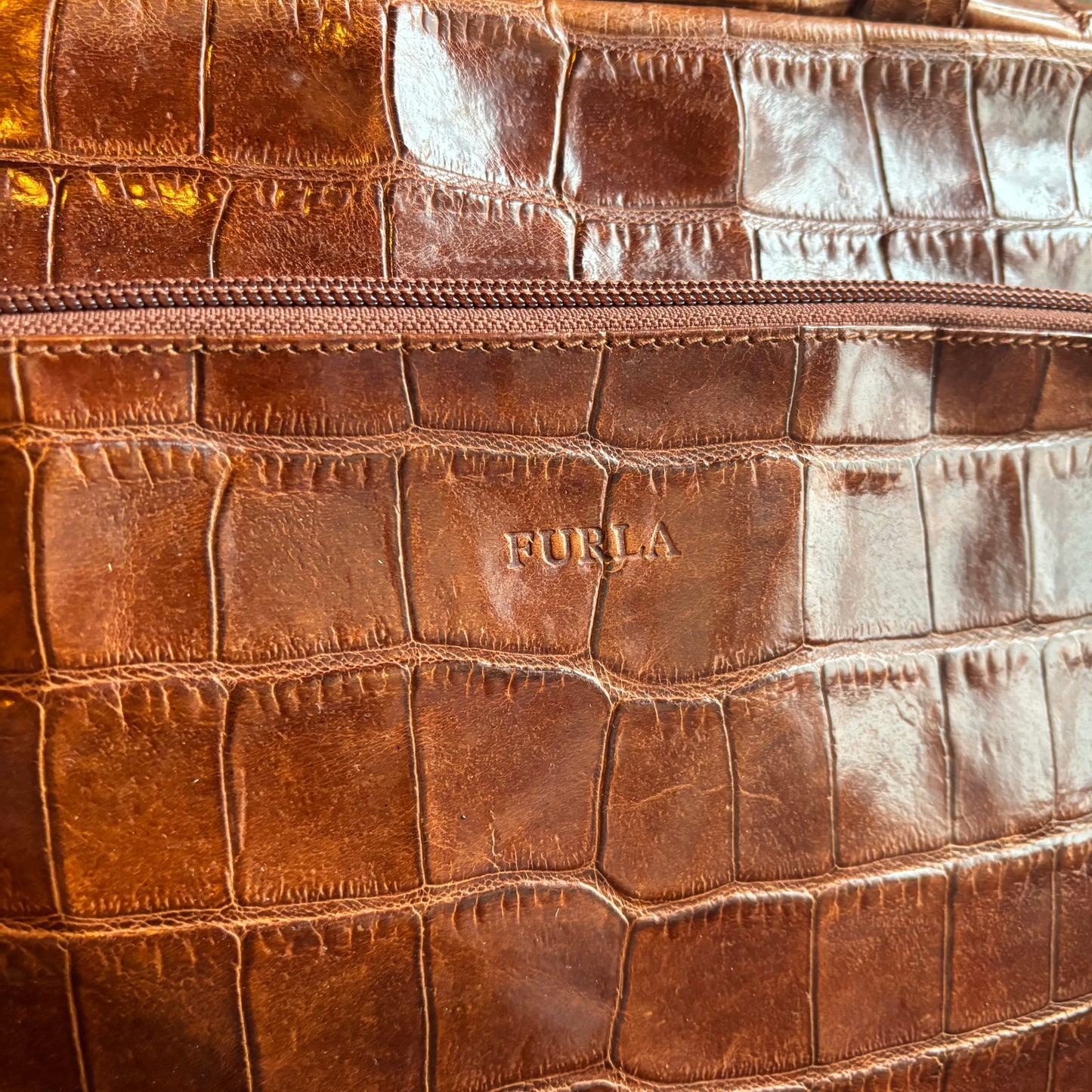 Furla Tan Reptile Shoulder Bag