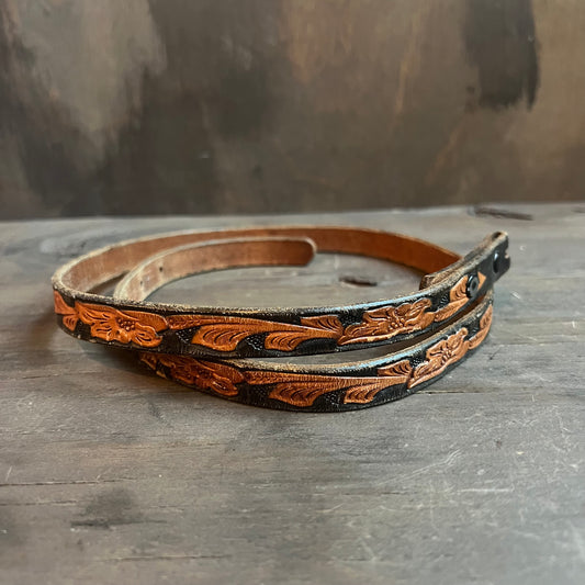 Thin Tooled Leather Belt