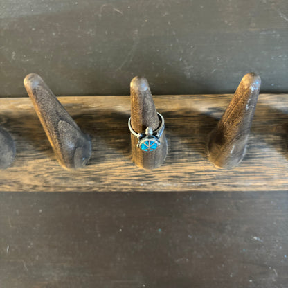 Turquoise Chip Silver Turtle Ring