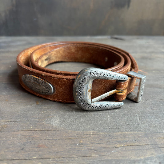Tan Leather Belt with Conchos