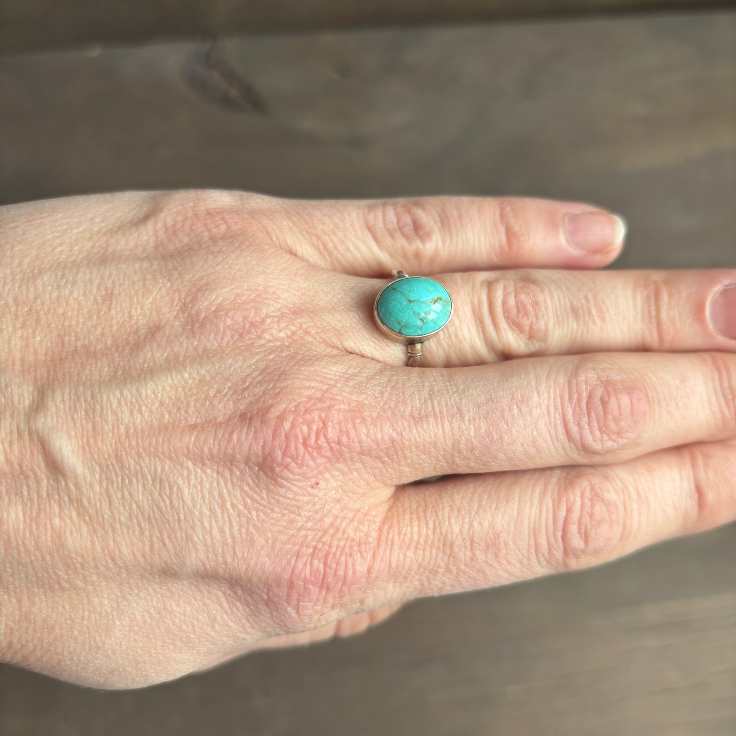 Silver Ring with Oval Turquoise Stone