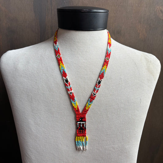 Seed Bead Thunderbird Necklace with Fringe