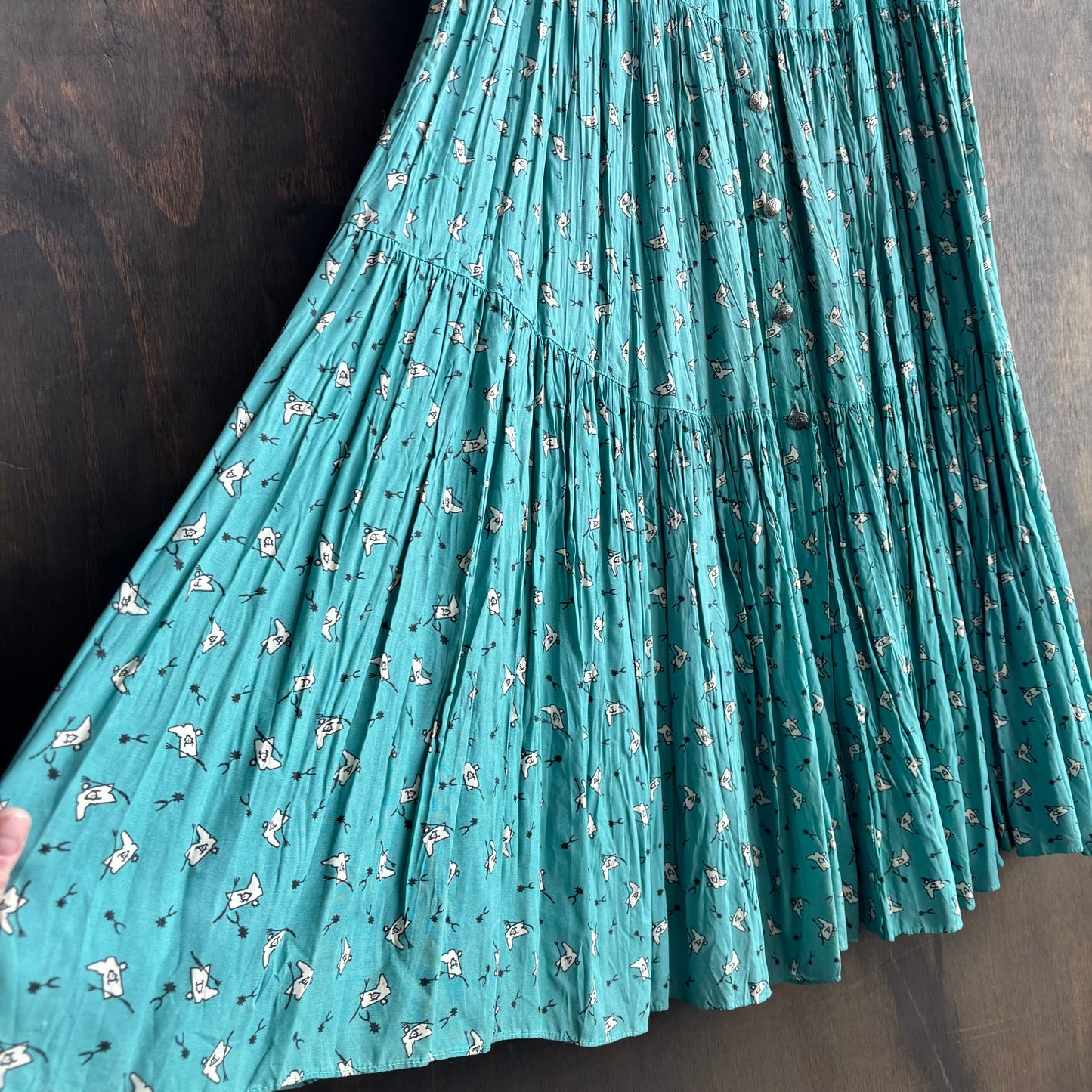 Teal Cowboy Boot Prairie Skirt