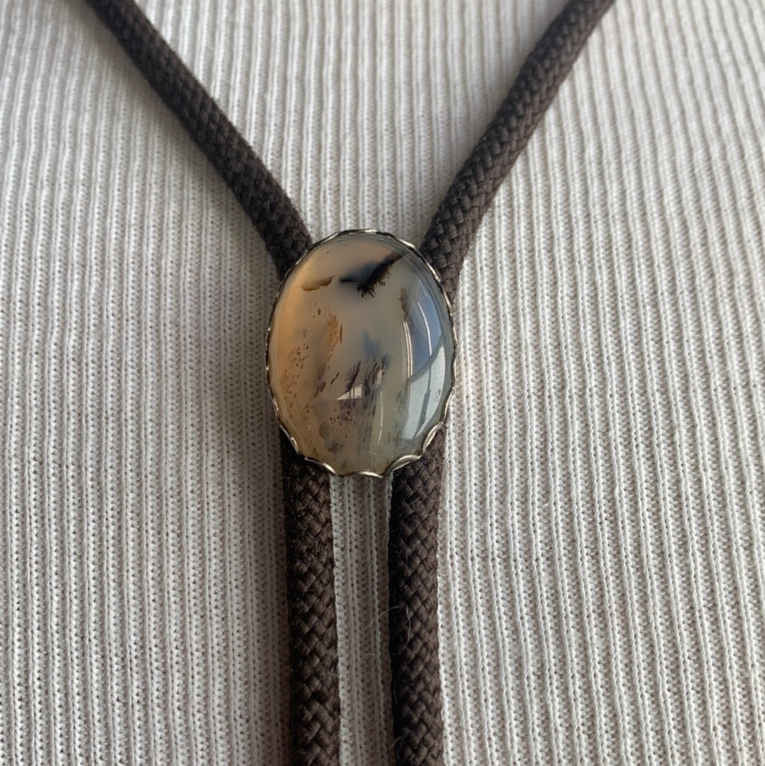 Glass Bead Bolo with Brown Tie