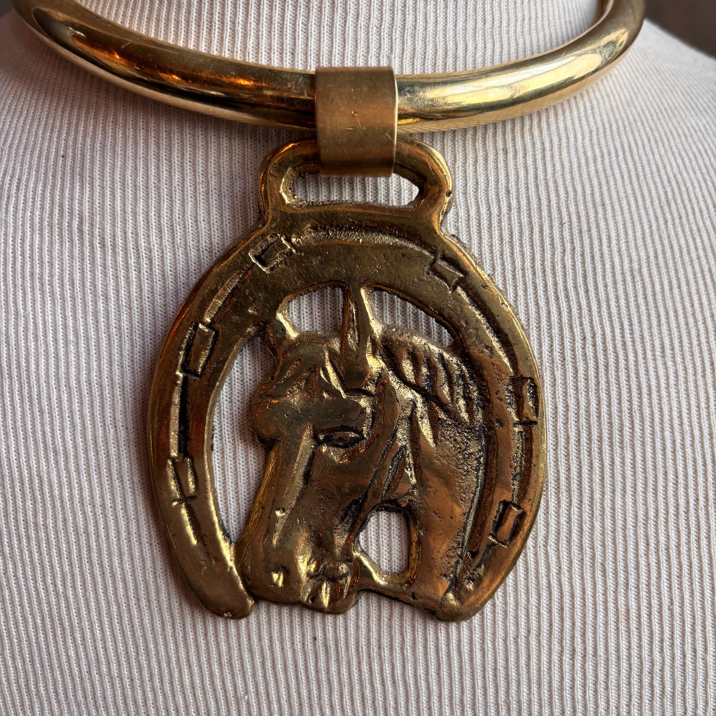Mac Warman Vintage Brass Horse Head Collar Necklace