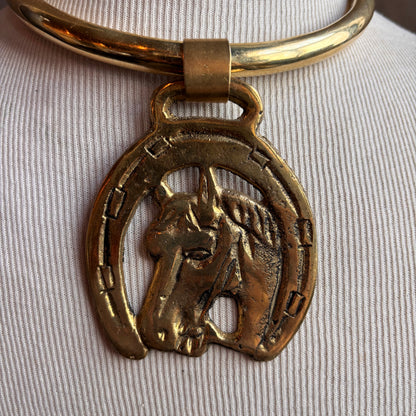 Mac Warman Vintage Brass Horse Head Collar Necklace