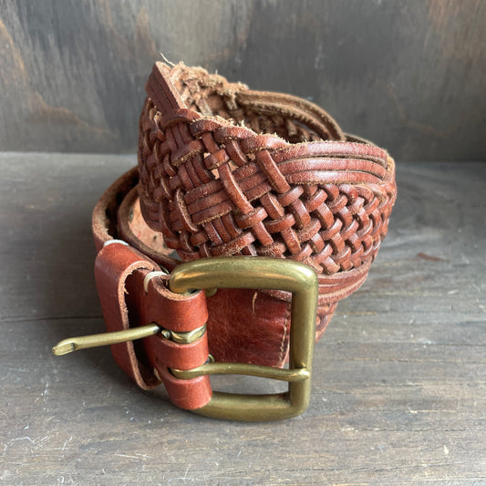 Leather braided belt