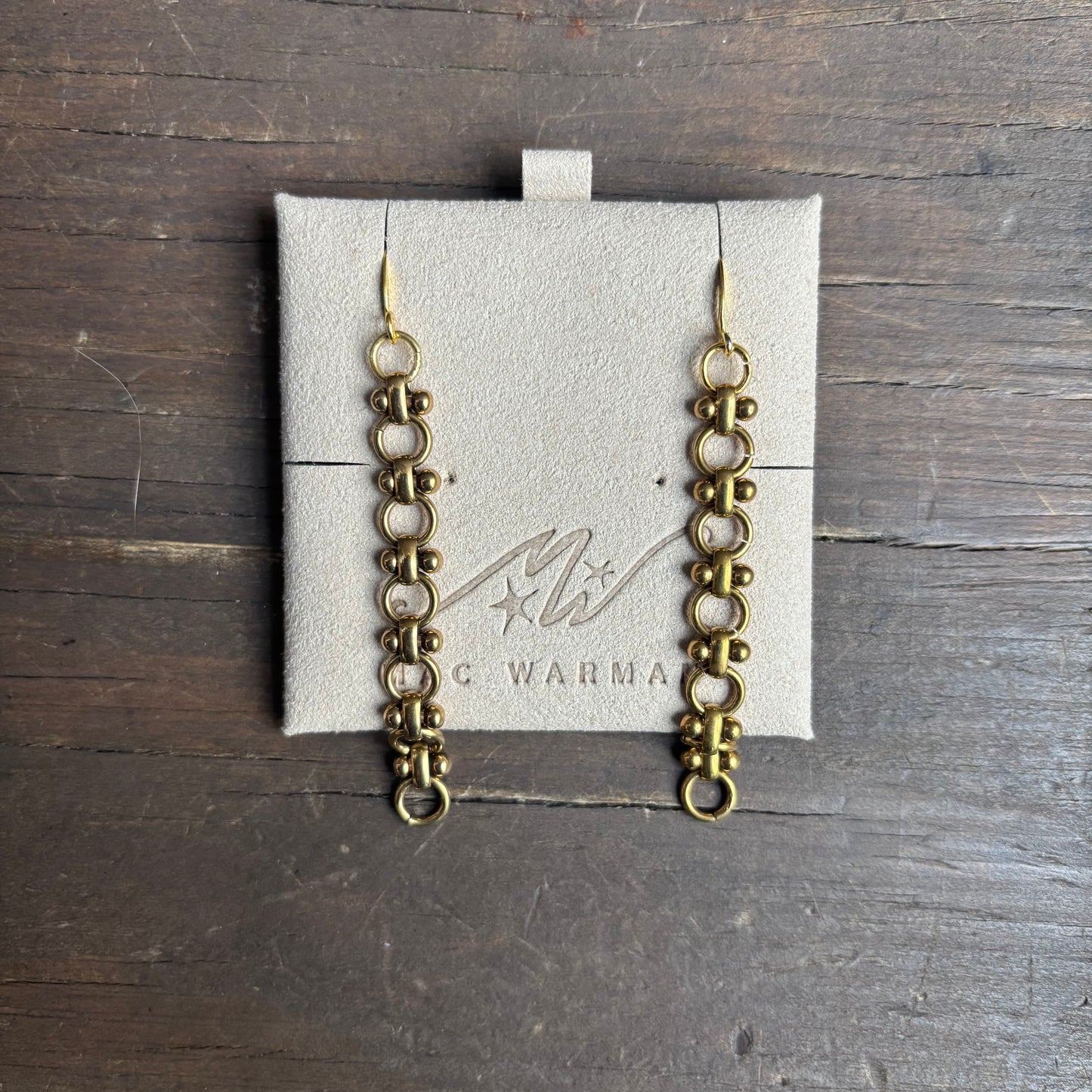 Mac Warman Vintage Brass Circle Chain Earrings