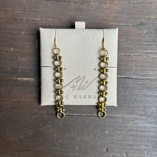 Mac Warman Vintage Brass Circle Chain Earrings