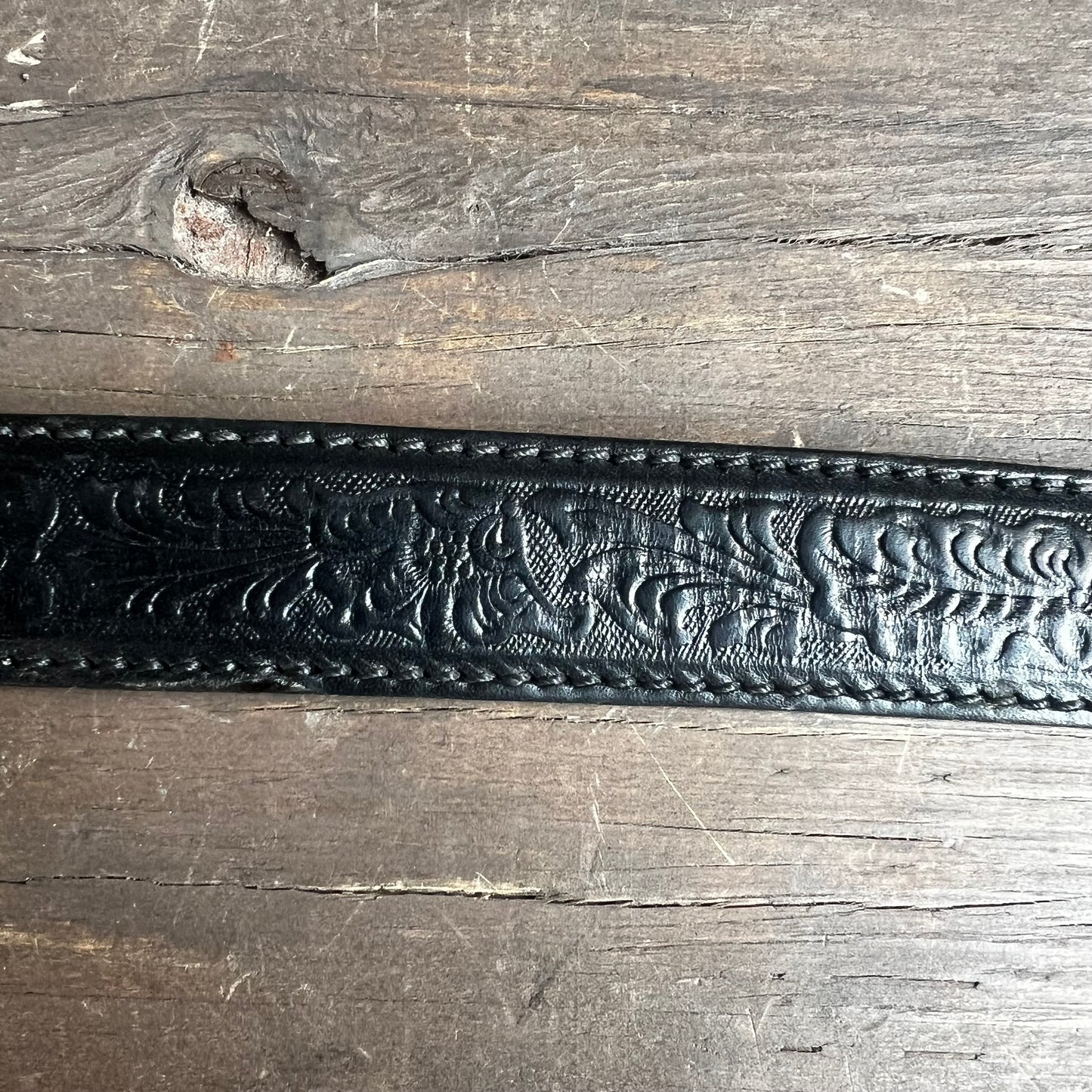 Black Tooled Leather Belt