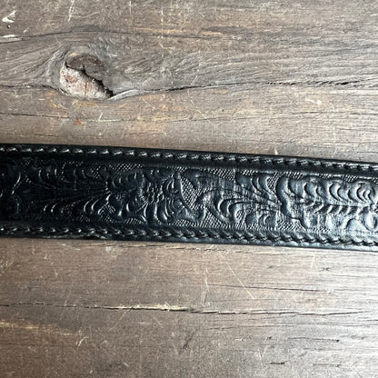 Black Tooled Leather Belt