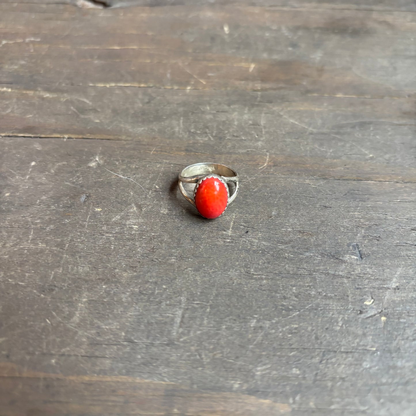 Silver Ring with Red Stone