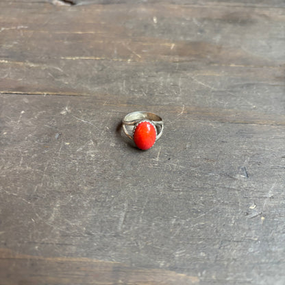 Silver Ring with Red Stone