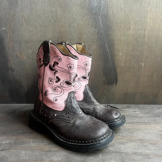 Roper Pink and Brown Light Up Kids Boots