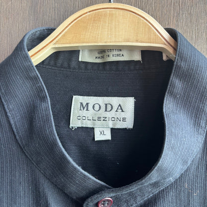 Moda Black Band Collar Button Up