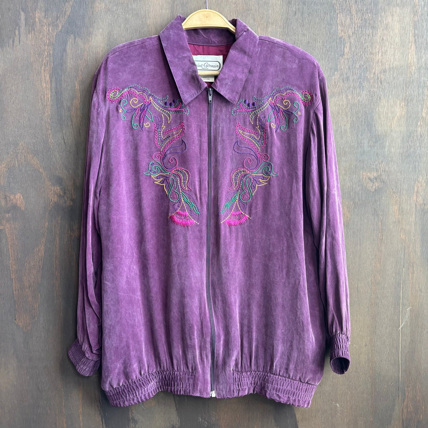 Purple Silk-Feel Embroidered Set (3 pieces)