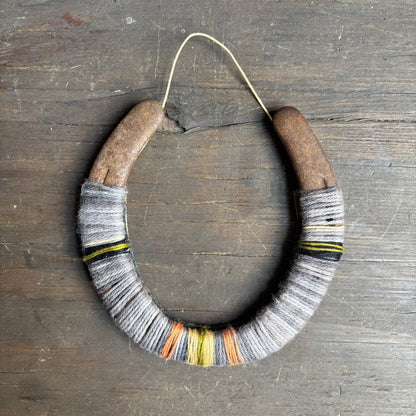 Grey Thread Wrapped Hanging Horseshoe