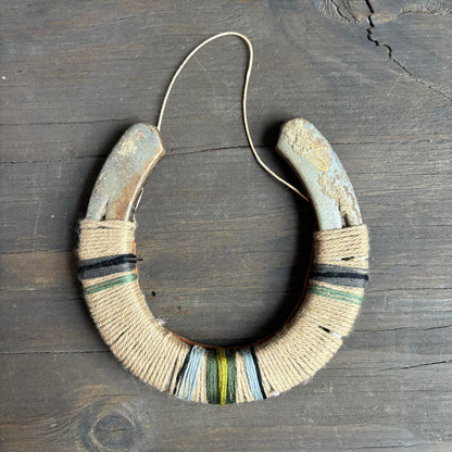 Beige Thread Wrapped Hanging Horseshoe