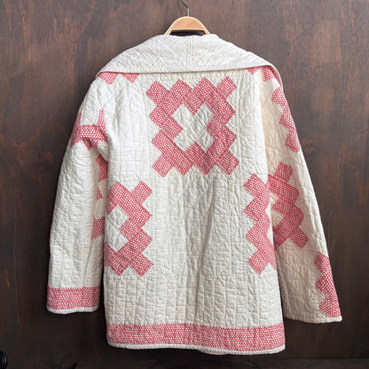 Vintage White and Red Dot Quilt Jacket