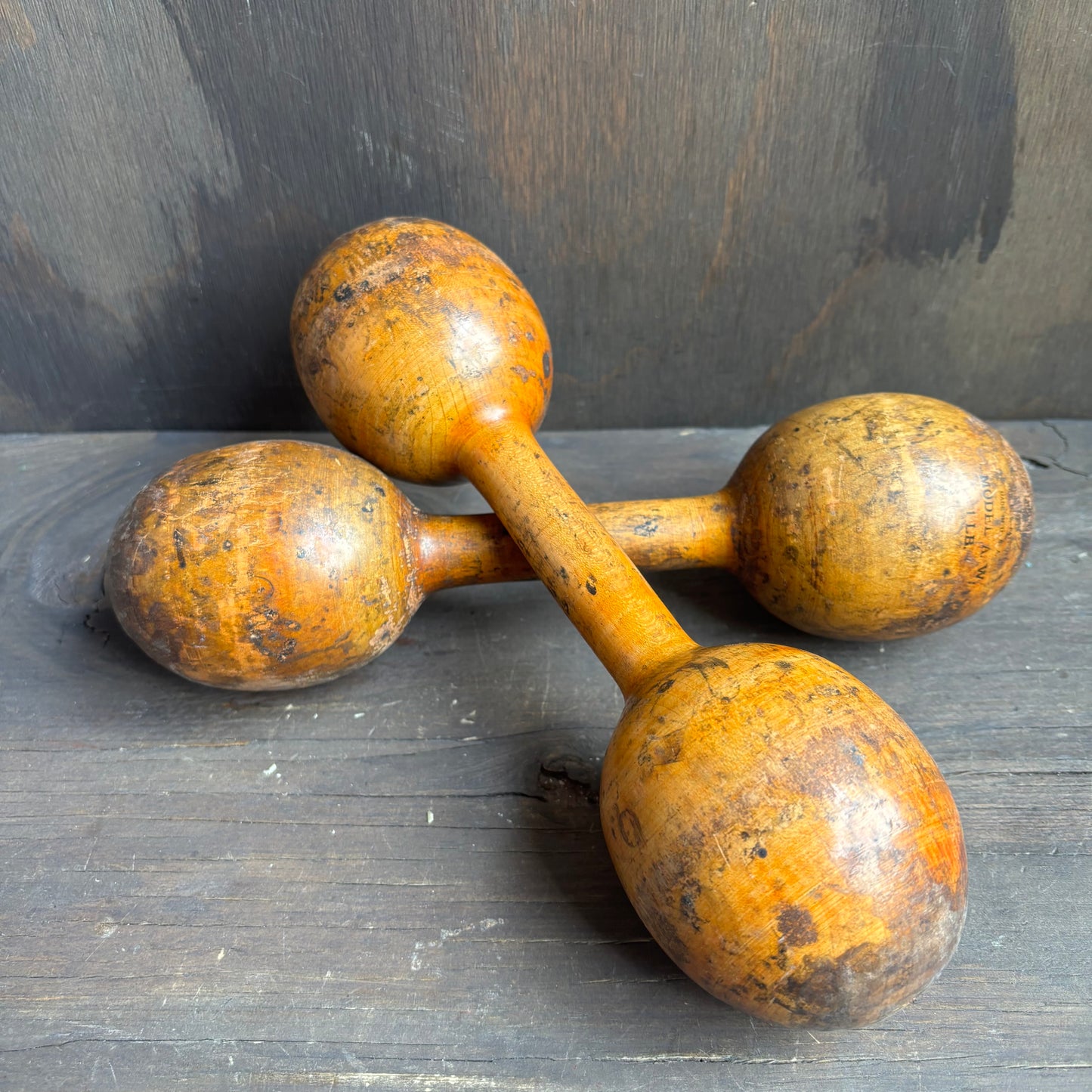 Antique Spaulding Wood Dumbbells