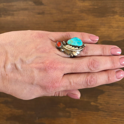 Turquoise Ring with Leaf
