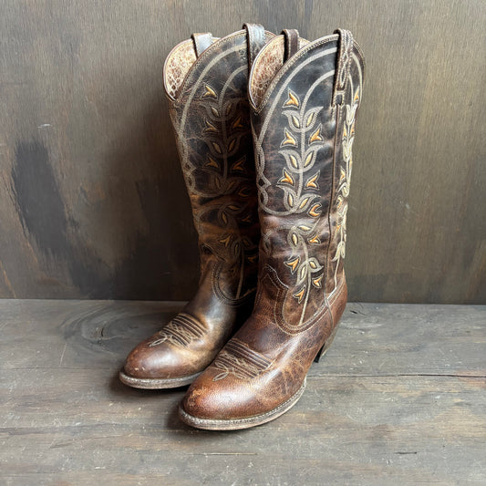Ariat Brown Boots with Flowers