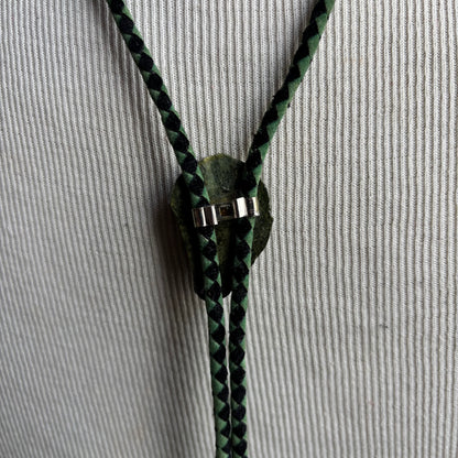 Green Stone Bolo on Two-Tone Tie