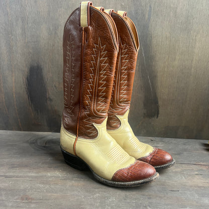 Tony Lama Two-Tone Leather and Lizard Boots