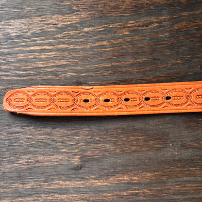 Tan Leather Belt with Cream Braid Detail