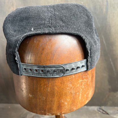 Black Corduroy Flat Brim Cap