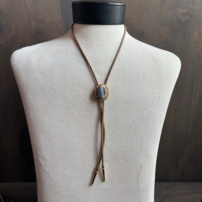 Botswana Agate Bolo on Beige Tie