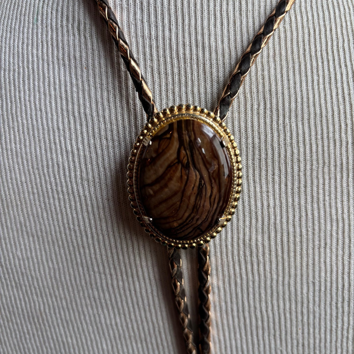Oval Zebra Jasper on Two-Tone Tie