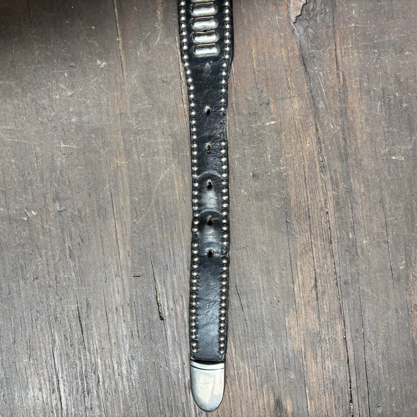 Black Leather Studded Belt