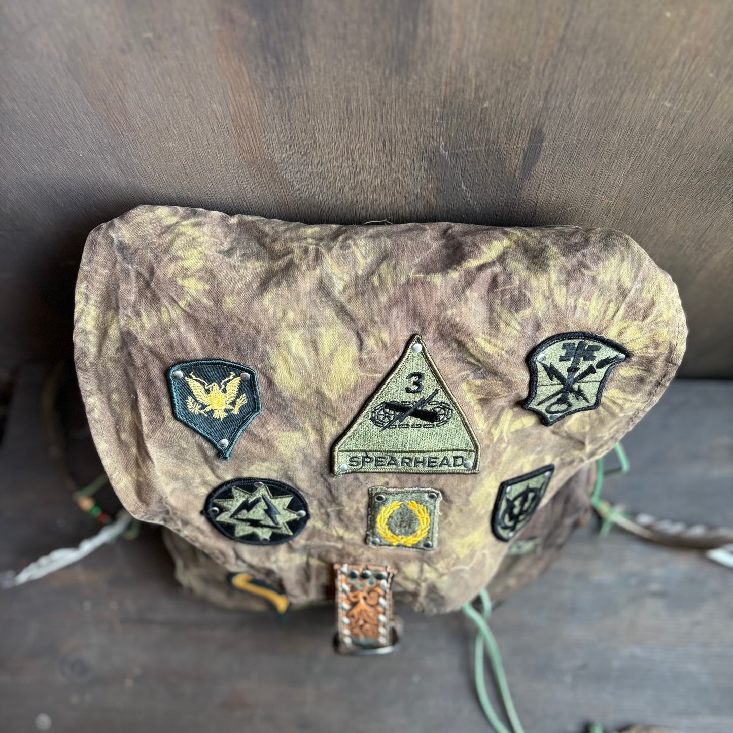 Vintage Tie-Dye Army Backpack