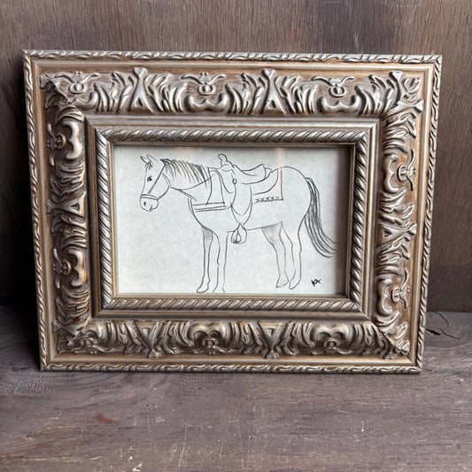 Karen "K" Abate Horse Sketch in Ornate Frame