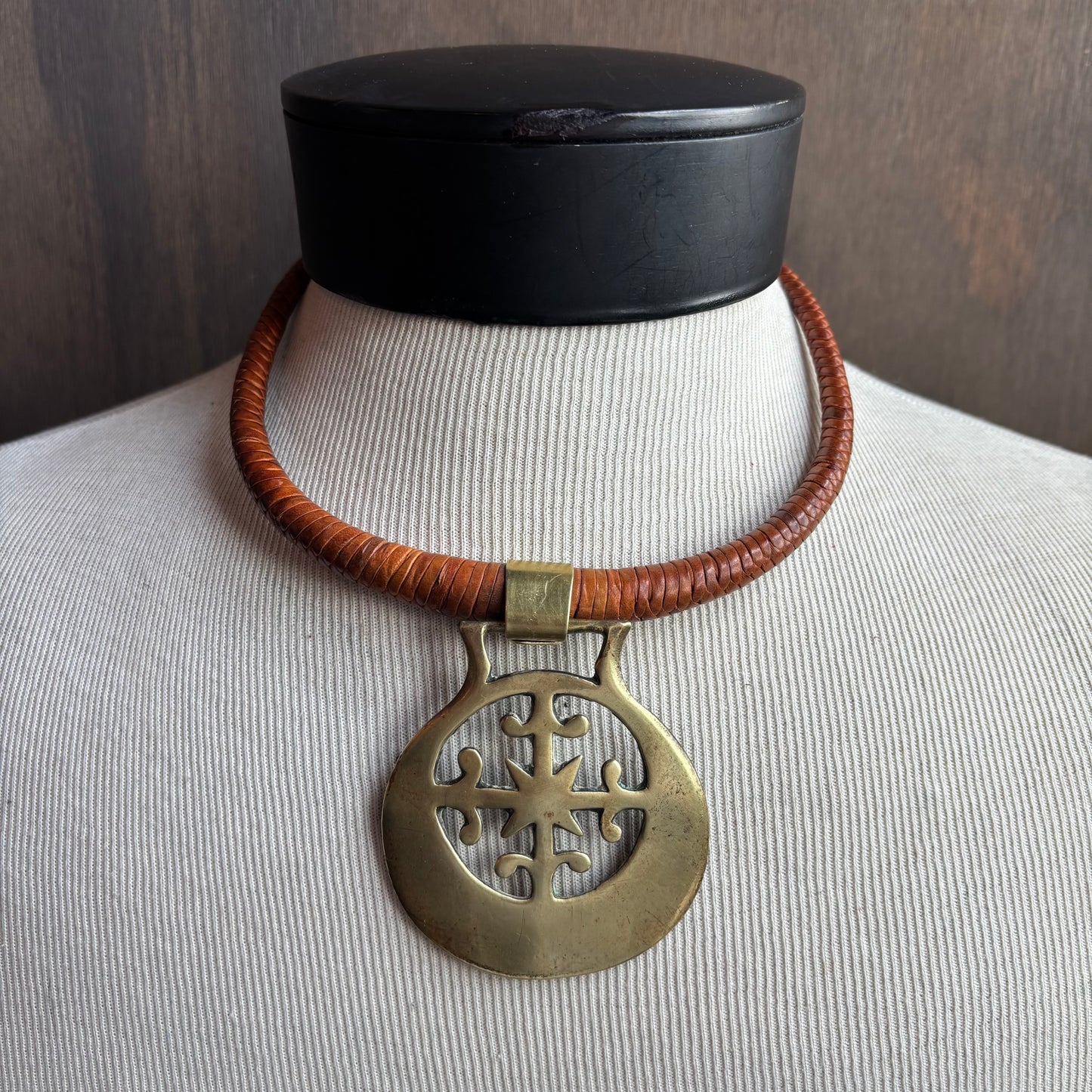 Mac Warman Abstract Medallion Leather Collar