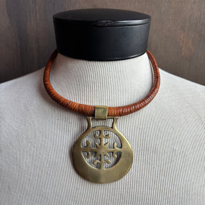 Mac Warman Abstract Medallion Leather Collar